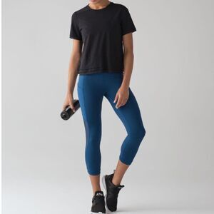 Lululemon Sole Training Crop Mesh‎ Leggings in Poseidon Size 4